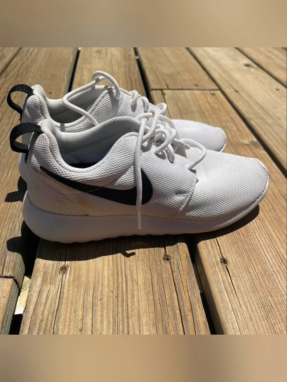 Nike White Mesh Sneakers with Black Swoosh